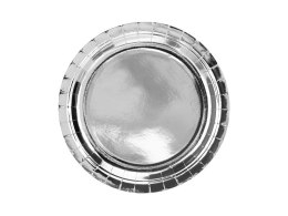 Talerz jednorazowy Partydeco okrągłe, srebrny śr. 230mm 6 szt (TPP36-018ME)