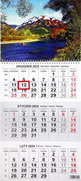 Kalendarz ścienny Beskidy trójdzielny 715mm x 285mm (T1)