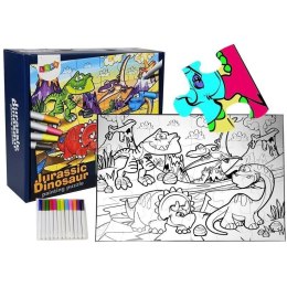 Puzzle Lean Do Kolorowania Era Dinozaurów Pisaki 24 el. (7798)