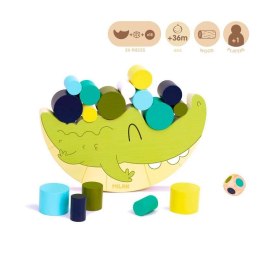 Klocki do układania Balansujący krokodyl, drewniana zabawka edukacyjna