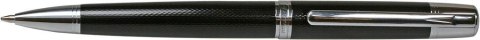 Długopis obrotowy 10KB008 Titanum metalowy czarny jodełkowy wzór srebrne wykończenie niebieski wkład 0,7 mm