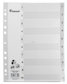 Przekładki do segregatora PP Titanum A4 10 kartek indeks numeryczny (IN10)