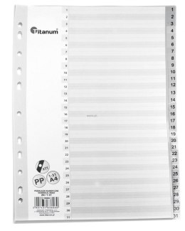 Przekładki do segregatora PP Titanum A4 31 kartek indeks numeryczny (IN31)