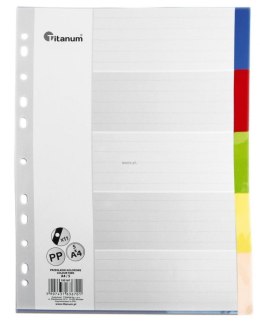 Przekładki do segregatora PP Titanum A4 5 kartek indeksy kolorowe (IK5)