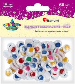 Oczka Titanum Craft-Fun Series kolorowe 15mm 60 szt (OC005)