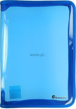 Teczka PP Titanum A4 na suwak transparentna niebieska (TZBLA4)