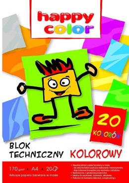 Blok techniczny Happy Color kolorowy A4 20 170g 210x297 (HA 3717 2030-09)