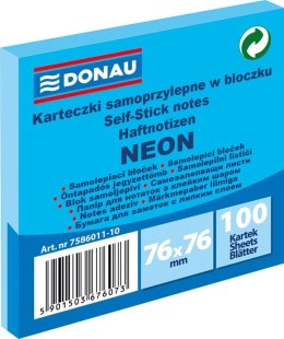 Notes samoprzylepny Donau Neon niebieski 100k [mm:] 76x76 (7586011-10)