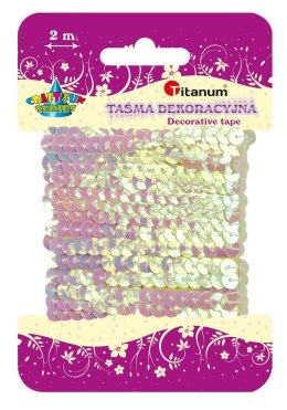 Taśma ozdobna Titanum Craft-Fun Series z cekinami 6mm kremowa 2m