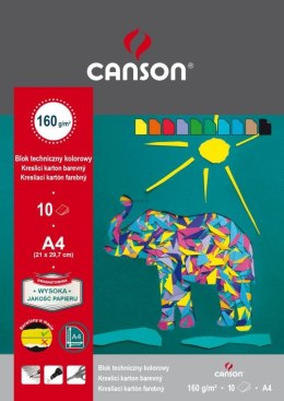 Blok techniczny Canson kolorowy A4 mix 160g 10k [mm:] 210x297 (400075209)
