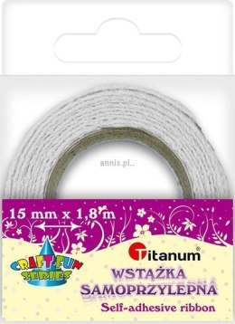 Wstążka Titanum Craft-Fun Series koronka bawełniana samoprzylepna 15mm biała 1,8m (D12-1)