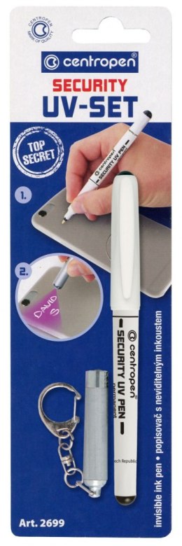 Marker specjalistyczny Centropen UV-pen + lampka, biały 0,6-1,0mm okrągła końcówka (2699)