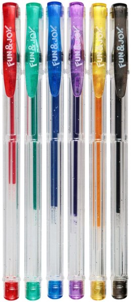 Długopis żelowy Fun&Joy brokatowy 6 kolorów mix 1,0mm (FJ-MR6)