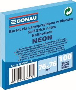 Notes samoprzylepny Donau Neon niebieski 100k [mm:] 76x76 (7586011-10)