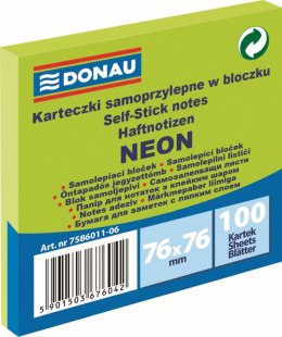 Notes samoprzylepny Donau Neon zielony 100k [mm:] 76x76 (7586011-06)
